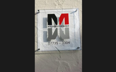 Plexiglas-Schild für die Firma Malermeister Mayer